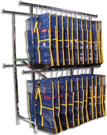 Pacific Concepts Double Tier Floor Rack for Hanging Inmate Property Storage Bags