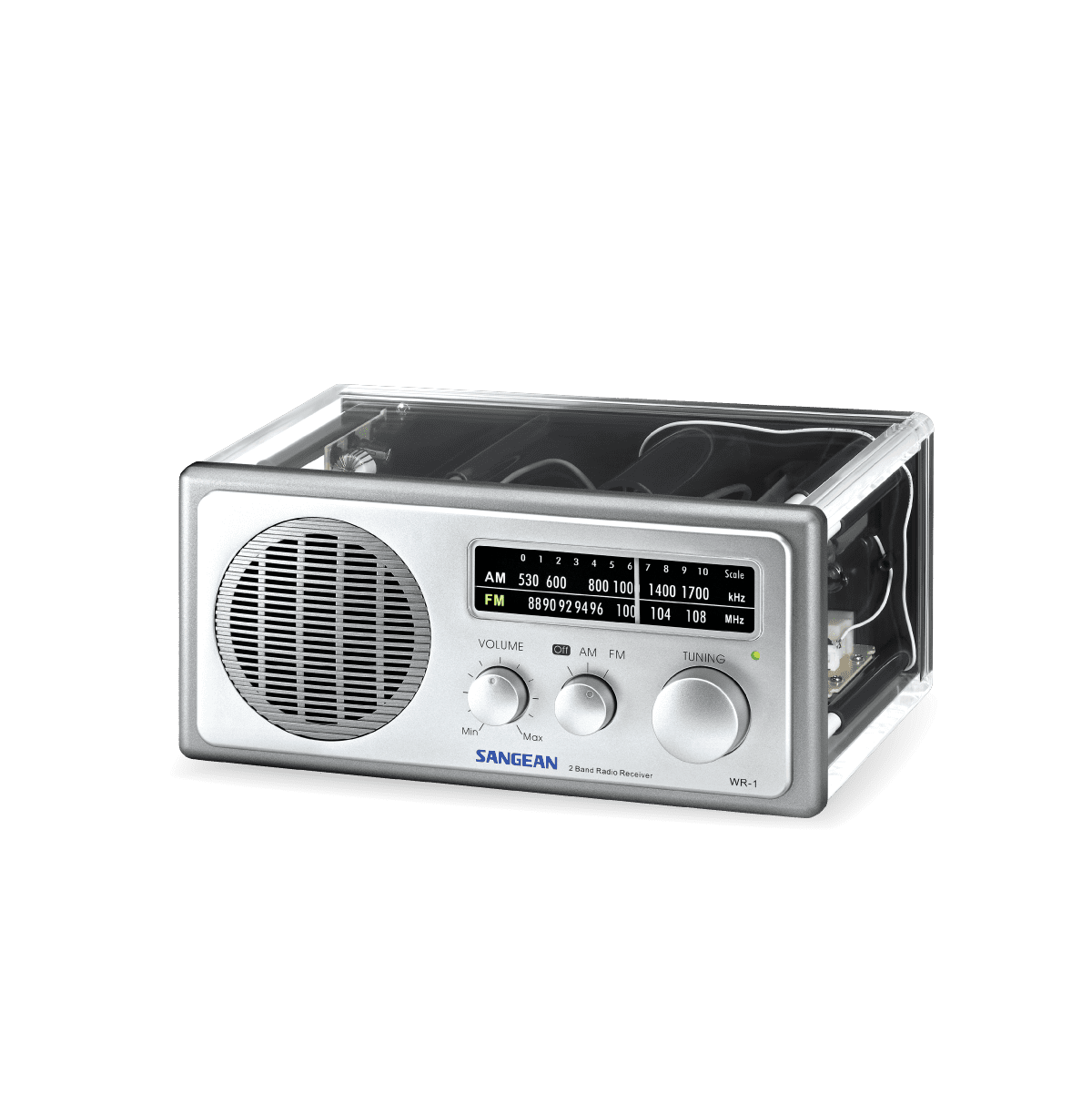 Sangean WR-1CL Analog AM-FM Clear Table-Top Radio