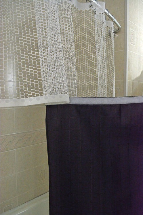 Breakaway Shower Curtains with See-Thru Modesty Top and Bottom