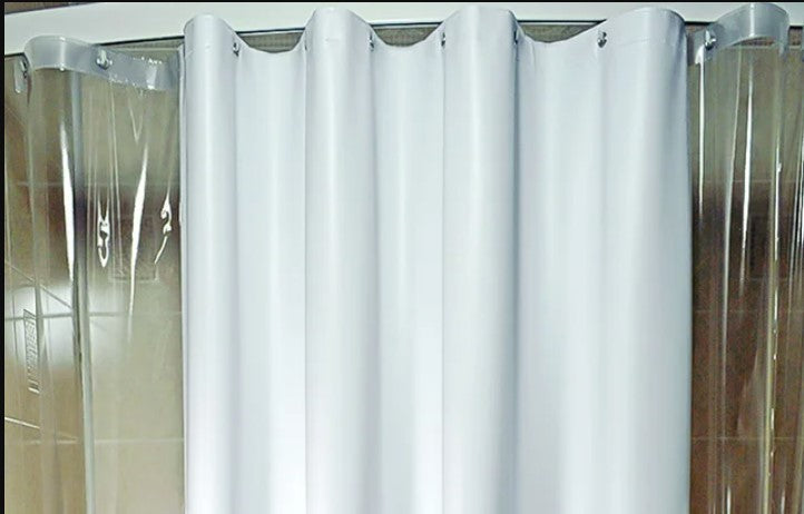 Breakaway Shower Curtains with See-Thru Modesty Top and Bottom