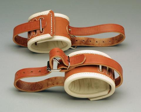 Humane Restraint 601 Non-Locking Restraint Cuffs with Control Strap - Leather