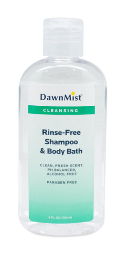 Dawn Mist NRB4586 Rinse Free Shampoo & Body Bath 4 oz. Bottle with Twist Cap (Case)