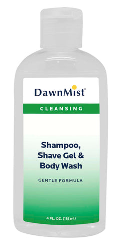 Dawn Mist SSB04C Shampoo-Shave Gel-Body Wash 3-in-1 4 oz. Clear Tube with Dispensing Cap (Case)
