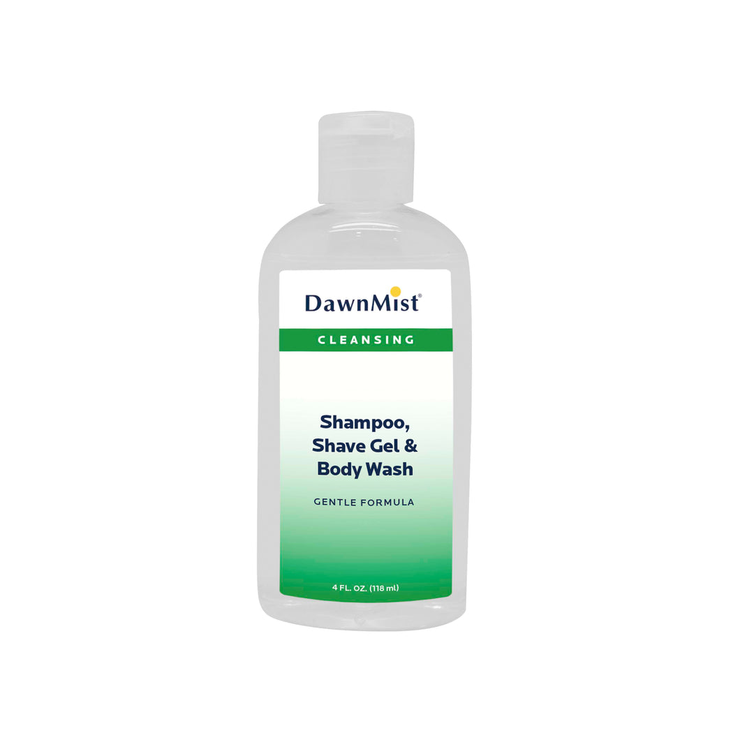 Dawn Mist SSB04C Shampoo-Shave Gel-Body Wash 3-in-1 4 oz. Clear Tube with Dispensing Cap (Case)