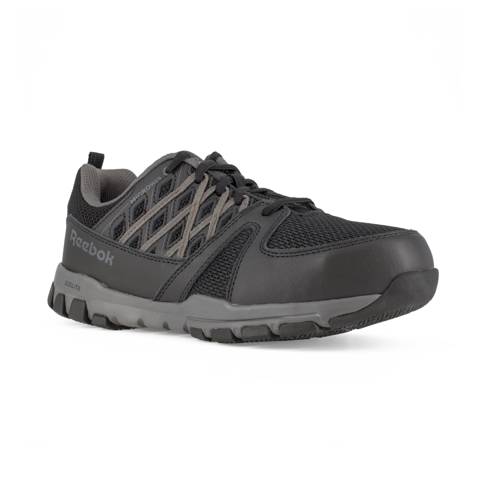 Load image into Gallery viewer, Reebok RB416 Women&#39;s Steel Toe Athletic Oxford - Black-Grey
