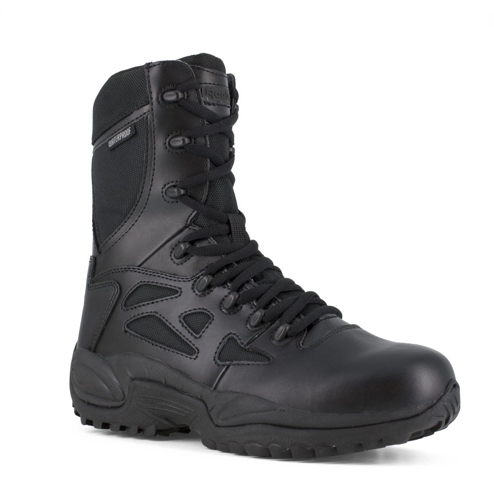 Reebok RB8877 Men's Rapid Response Waterproof Tactical Boots - Side Zip - Black