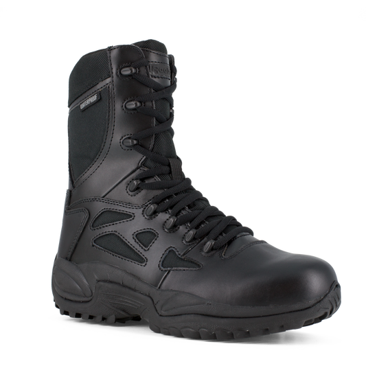 Reebok RB8877 Men's Rapid Response Waterproof Tactical Boots - Side Zip - Black