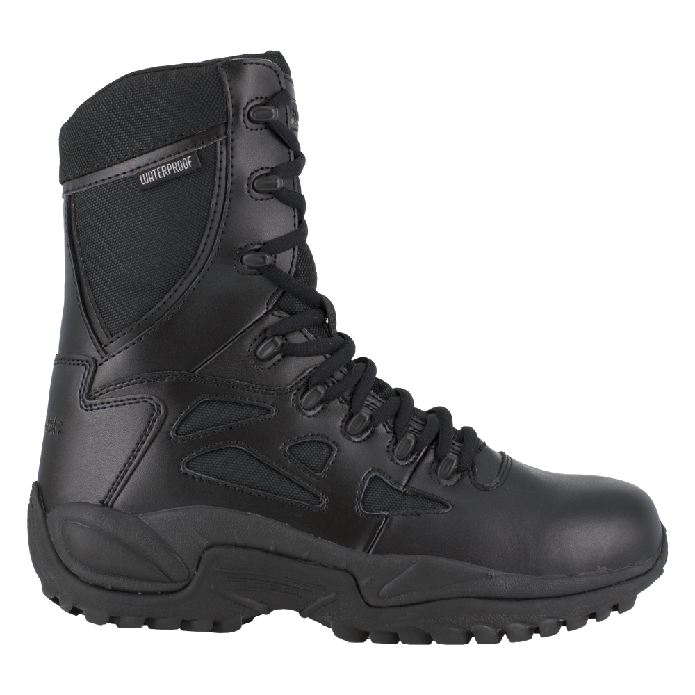 Reebok RB8877 Men's Rapid Response Waterproof Tactical Boots - Side Zip - Black