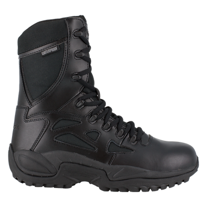 Reebok RB8877 Men's Rapid Response Waterproof Tactical Boots - Side Zip - Black