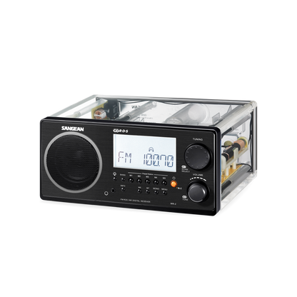 Sangean WR-2CL Digital AM-FM Wooden Cabinet Table-Top Radio - Clear