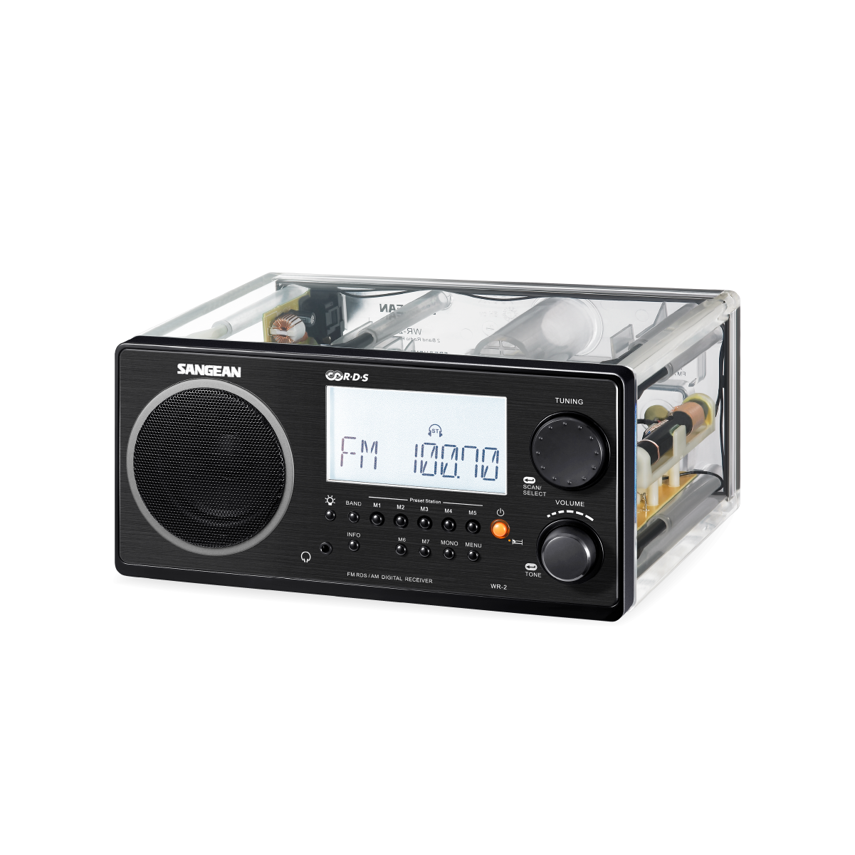 Load image into Gallery viewer, Sangean WR-2CL Digital AM-FM Wooden Cabinet Table-Top Radio - Clear
