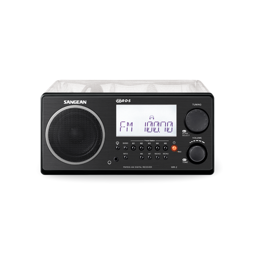 Sangean WR-2CL Digital AM-FM Wooden Cabinet Table-Top Radio - Clear