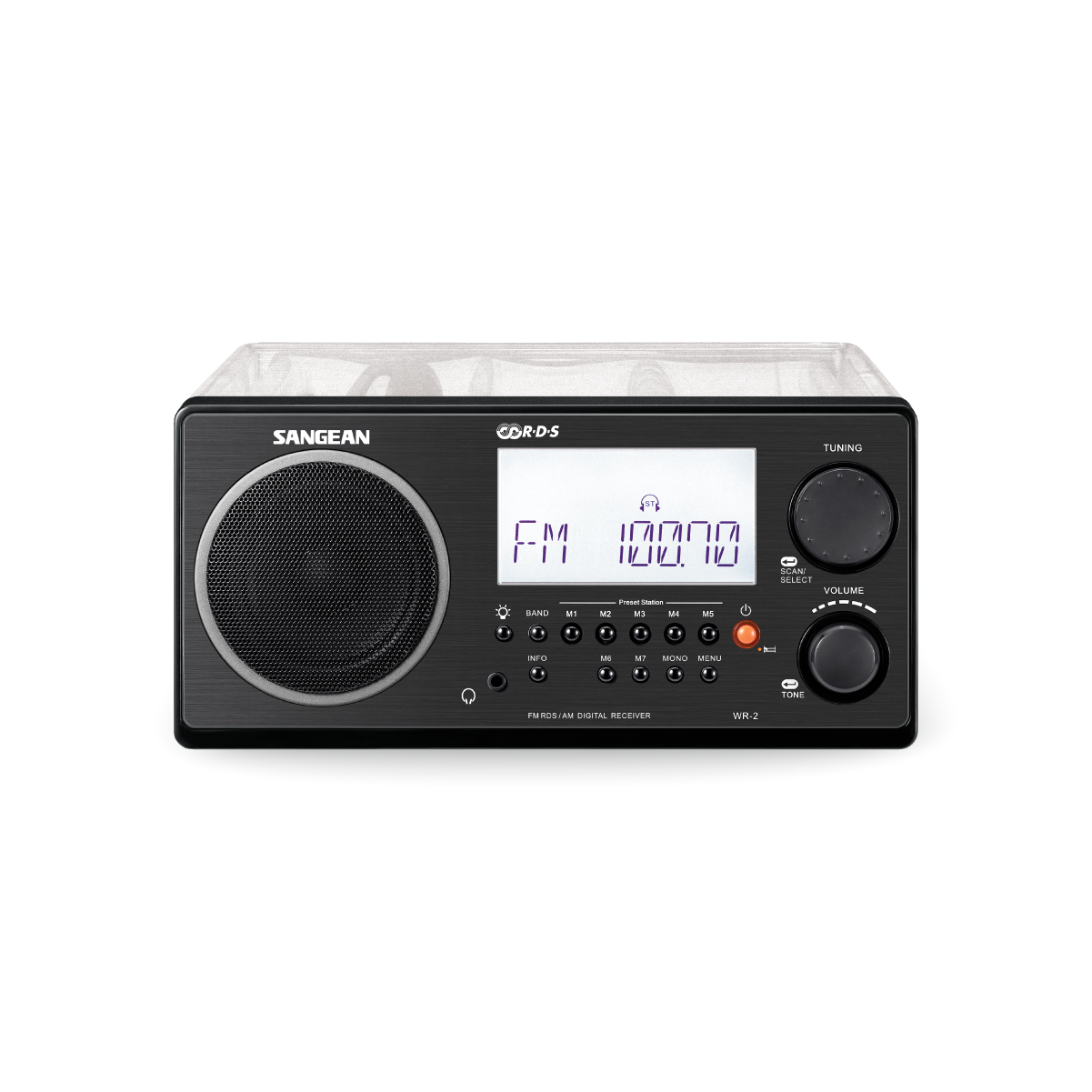 Load image into Gallery viewer, Sangean WR-2CL Digital AM-FM Wooden Cabinet Table-Top Radio - Clear
