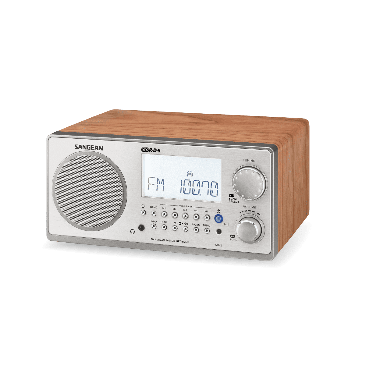Load image into Gallery viewer, Sangean WR-2CL Digital AM-FM Wooden Cabinet Table-Top Radio - Clear
