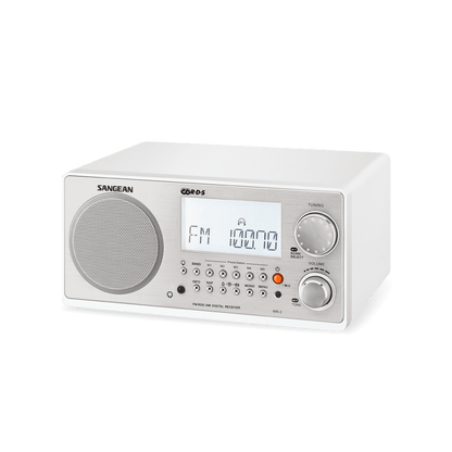 Sangean WR-2CL Digital AM-FM Wooden Cabinet Table-Top Radio - Clear