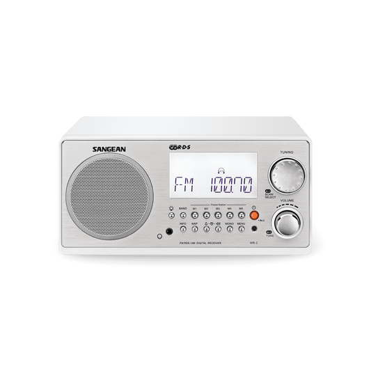 Sangean WR-2CL Digital AM-FM Wooden Cabinet Table-Top Radio - Clear