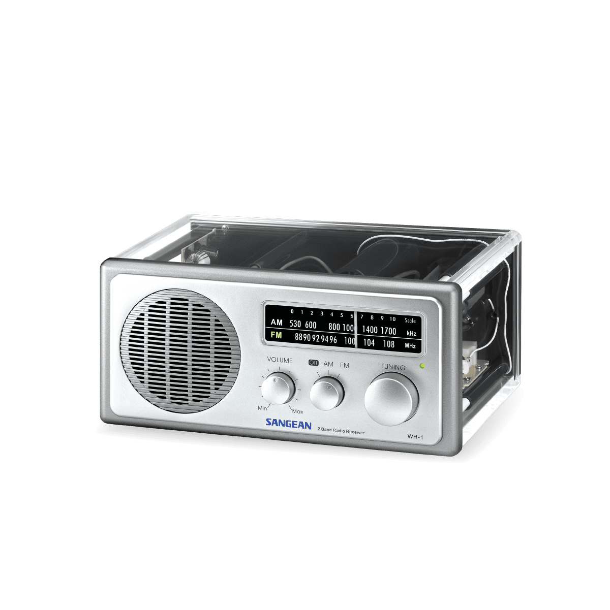 Load image into Gallery viewer, Sangean WR-1CL Analog AM-FM Clear Table-Top Radio
