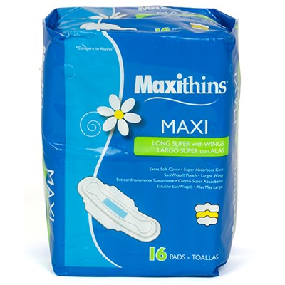 Maxithins Full Size Maxi Pad with Wings (Retail Pack)