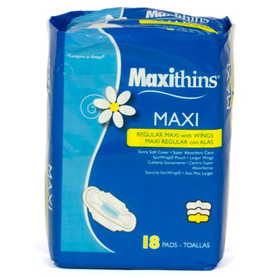 Maxithins Full Size Maxi Pad with Wings (Retail Pack)