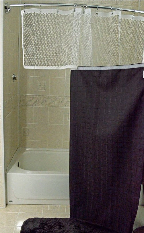 Load image into Gallery viewer, Breakaway Shower Curtains with See-Thru Modesty Top and Bottom
