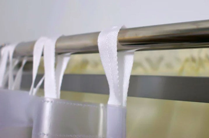 Looped Header Drapery Hookless Shower Curtain with Velcro Loop Header | American Detention ...