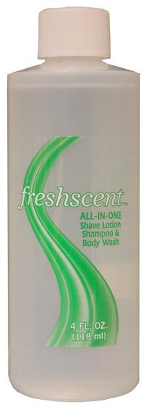 FreshScent SSB4 3-in-1 Shampoo, Shave Gel and Body Wash - 4 oz. Bottle (Case)