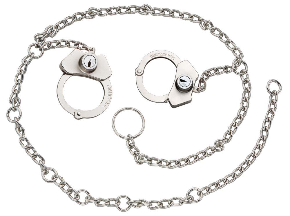 Peerless Model 7002CHS High Security Waist Chain - Handcuffs at Side - Nickel Finish