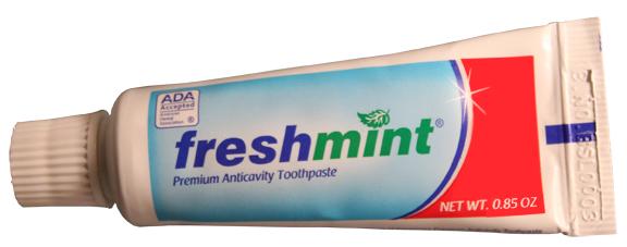 FreshMint TPADA85SS Fluoride Toothpaste 0.85 oz. - ADA Approved (Case)